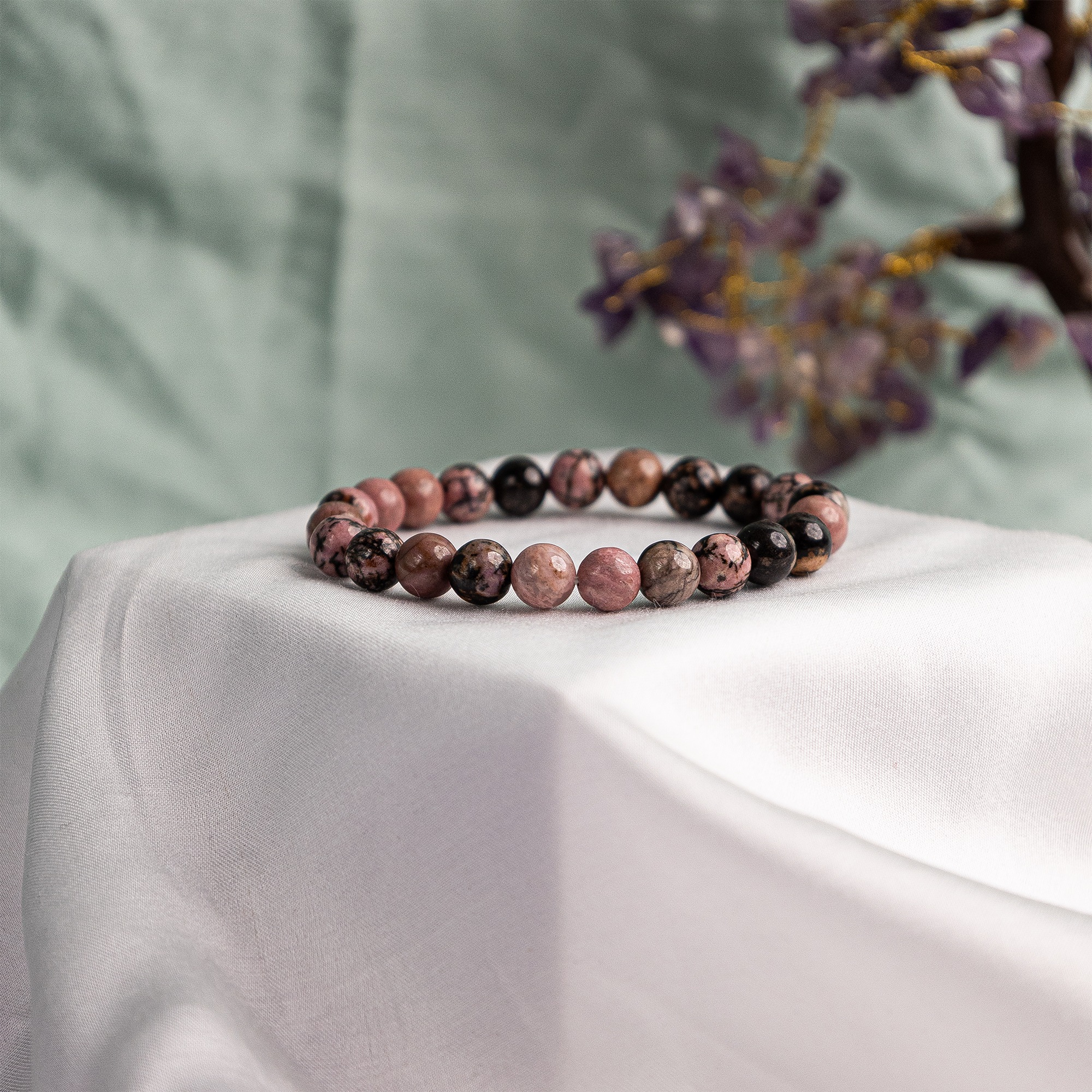Rhodonite Stone Bracelet - Abhimantrit & Certified